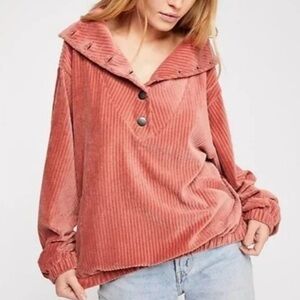 FREE PEOPLE Pink corduroy Serena Pull Over - Medium
